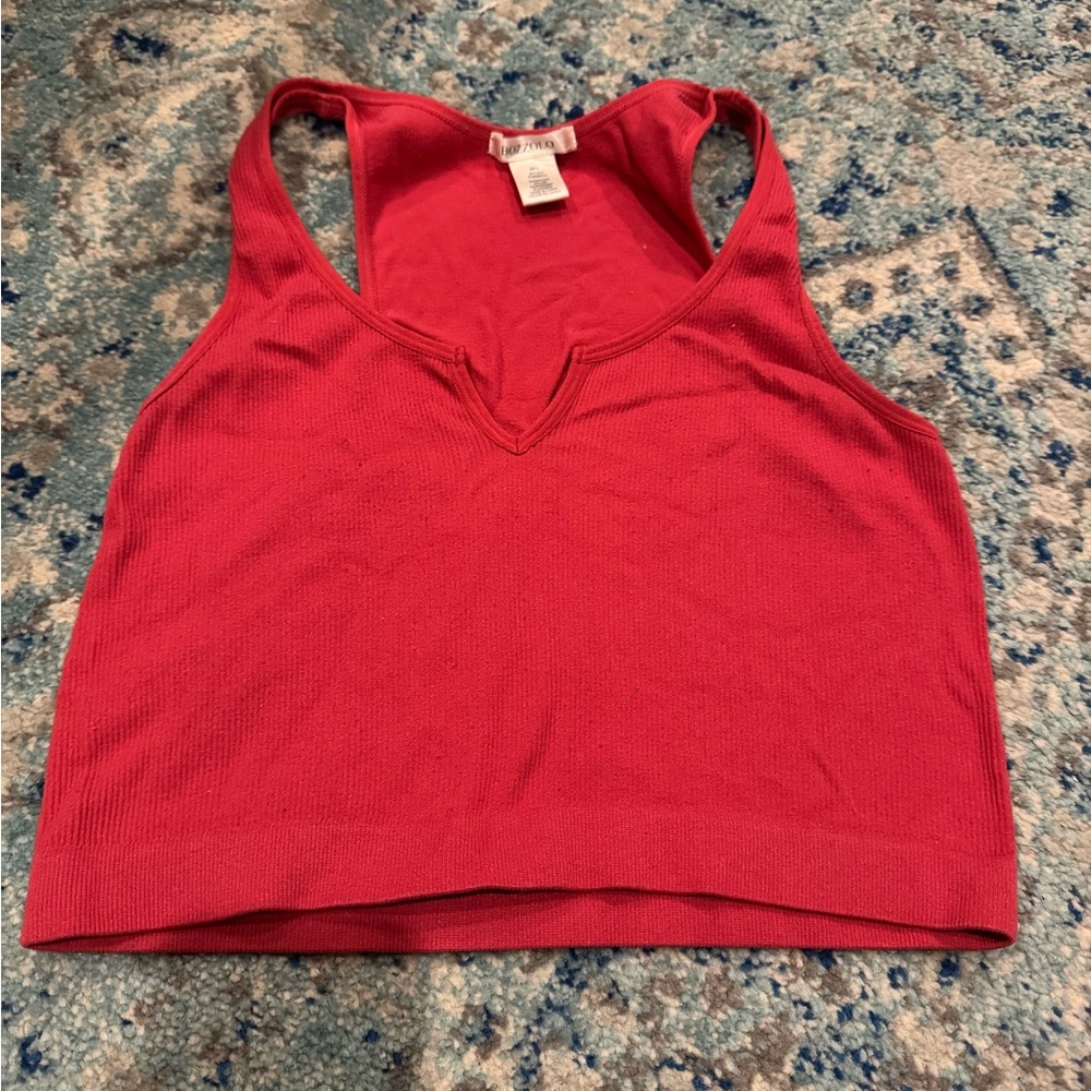 Bozzolo Red V-Neck Crop Top